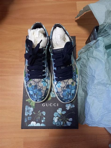 gucci blue blooms sneakers|navy blue gucci sneakers.